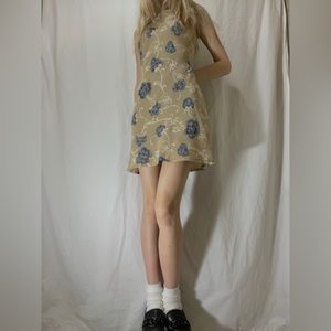 Tan Floral Dress Made by Sisley
